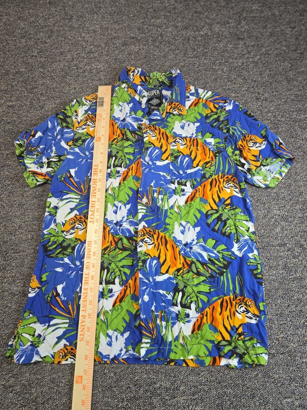 Super Massive Mens Button Up Shirt Tiger Print Medium